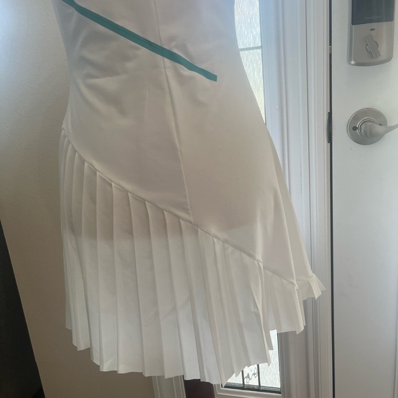 Nike Court Dri-FIT Women's Tennis Dress, White/Washed Teal/Wolf Grey - Picture 8 of 11